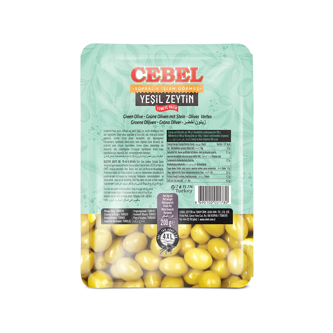 yeşil zeytin kokteyl 4xl kalibre 141-160 200 gr vak.